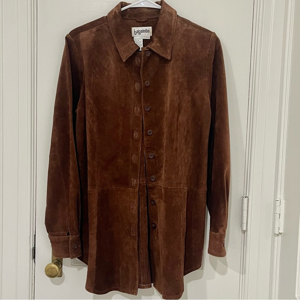 Bagatelle Brown Suede Leather Button Front Jacket Size 8